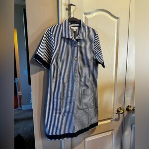 1901 Button Down Dress Blue and White Striped